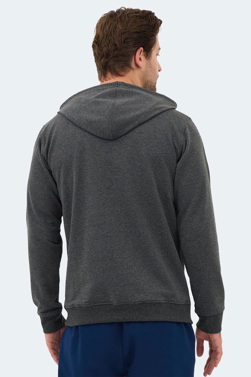 Slazenger OZZY IN Erkek Kanguru Cepli Kapüşonlu Koyu Gri Sweatshırt