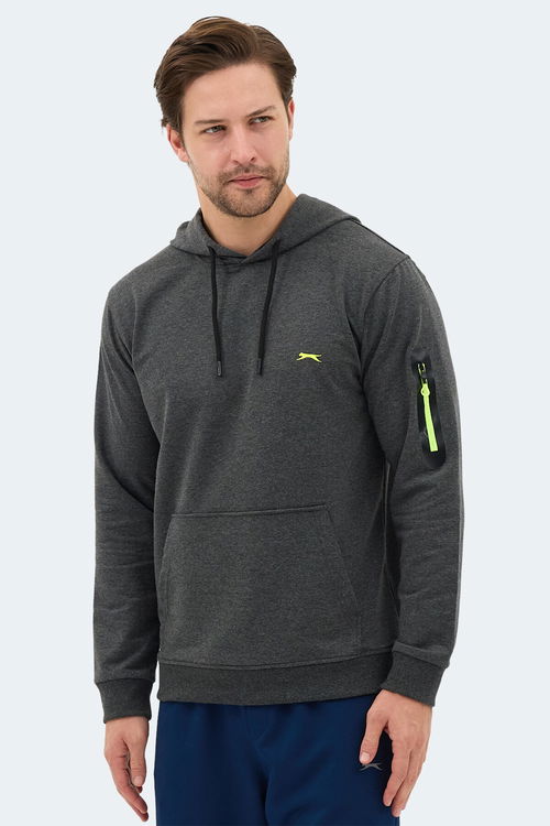Slazenger OZZY IN Erkek Kanguru Cepli Kapüşonlu Koyu Gri Sweatshırt