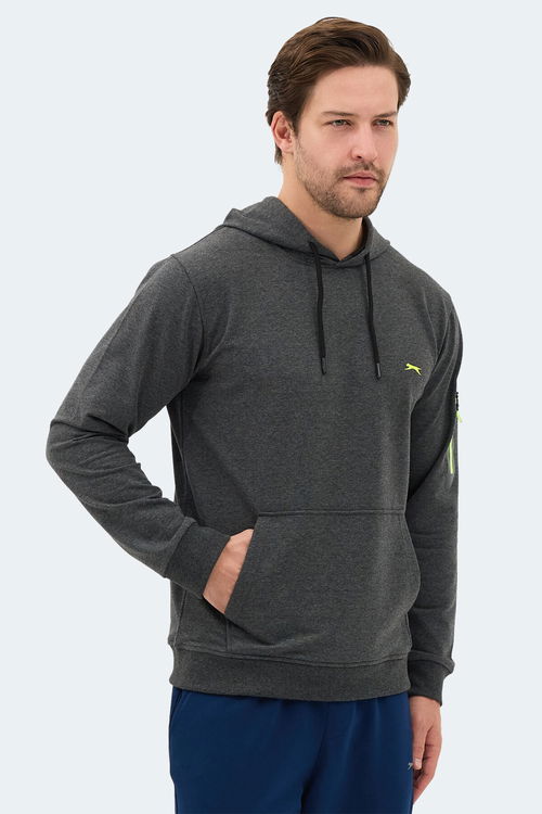 Slazenger OZZY IN Erkek Kanguru Cepli Kapüşonlu Koyu Gri Sweatshırt