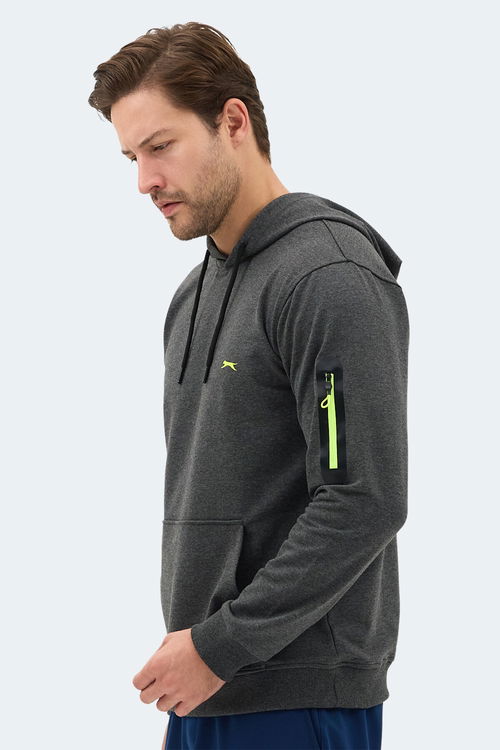 Slazenger OZZY IN Erkek Kanguru Cepli Kapüşonlu Koyu Gri Sweatshırt
