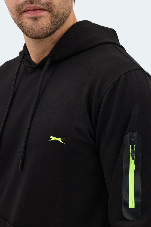 Slazenger OZZY IN Erkek Kanguru Cepli Kapüşonlu Siyah Sweatshırt