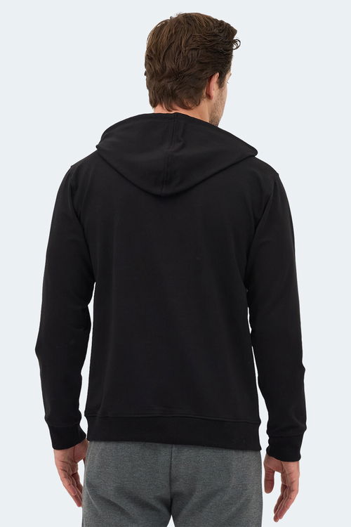 Slazenger OZZY IN Erkek Kanguru Cepli Kapüşonlu Siyah Sweatshırt