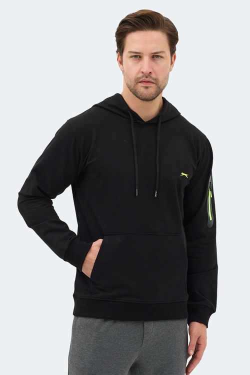 Slazenger OZZY IN Erkek Kanguru Cepli Kapüşonlu Siyah Sweatshırt