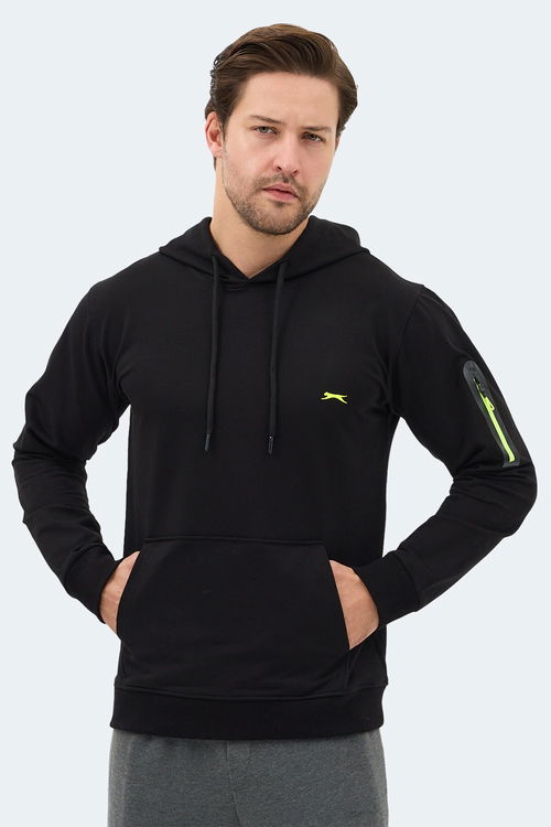 Slazenger OZZY IN Erkek Kanguru Cepli Kapüşonlu Siyah Sweatshırt