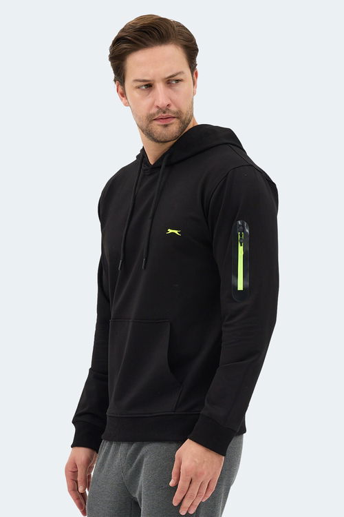 Slazenger OZZY IN Erkek Kanguru Cepli Kapüşonlu Siyah Sweatshırt