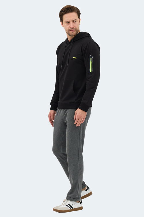 Slazenger OZZY IN Erkek Kanguru Cepli Kapüşonlu Siyah Sweatshırt