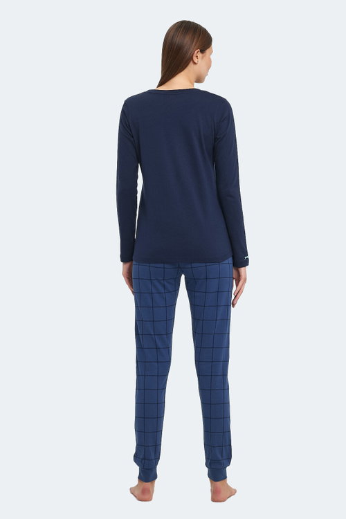 Slazenger PAOLINA IN Kadın Pamuklu Lacivert / Turkuaz Pijama