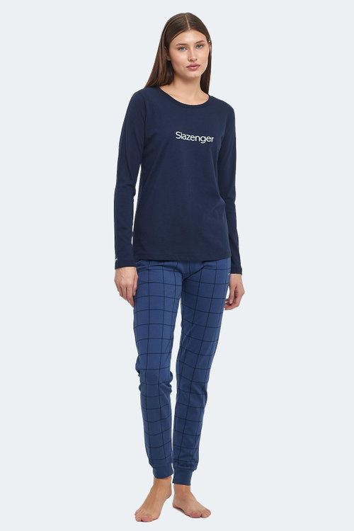 Slazenger PAOLINA IN Kadın Pamuklu Lacivert / Turkuaz Pijama