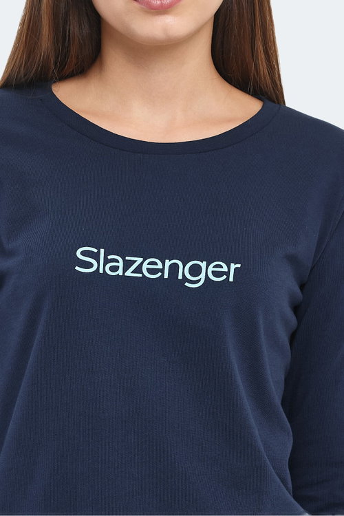 Slazenger PAOLINA IN Kadın Pamuklu Lacivert / Turkuaz Pijama