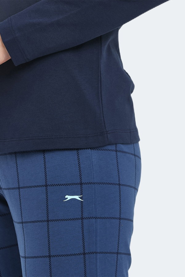 Slazenger PAOLINA IN Kadın Pamuklu Lacivert / Turkuaz Pijama