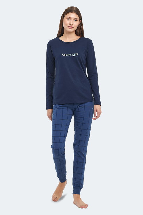 Slazenger PAOLINA IN Kadın Pamuklu Lacivert / Turkuaz Pijama