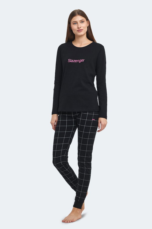 Slazenger PAOLINA IN Kadın Pamuklu Siyah / Fuşya Pijama