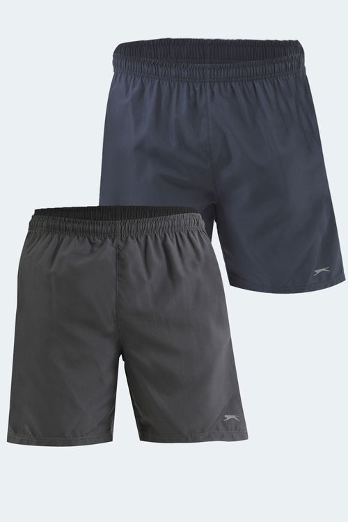 Slazenger RABI 2 li Set Erkek Cepli Deniz Şortu Koyu Gri - Lacivert Mayo