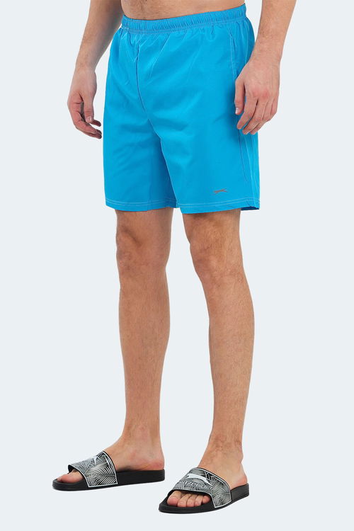 Slazenger RABI 2 li Set Erkek Cepli Deniz Şortu Saks Mavi - Sarı Mayo