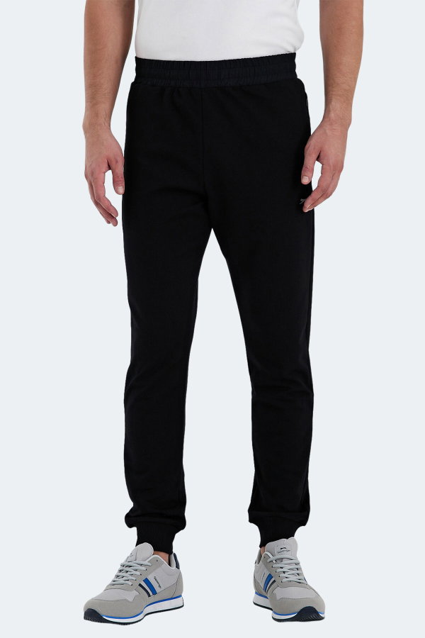 Slazenger RAJKO IN Erkek Fermuar Cepli Slim Fit Siyah Eşofman Altı