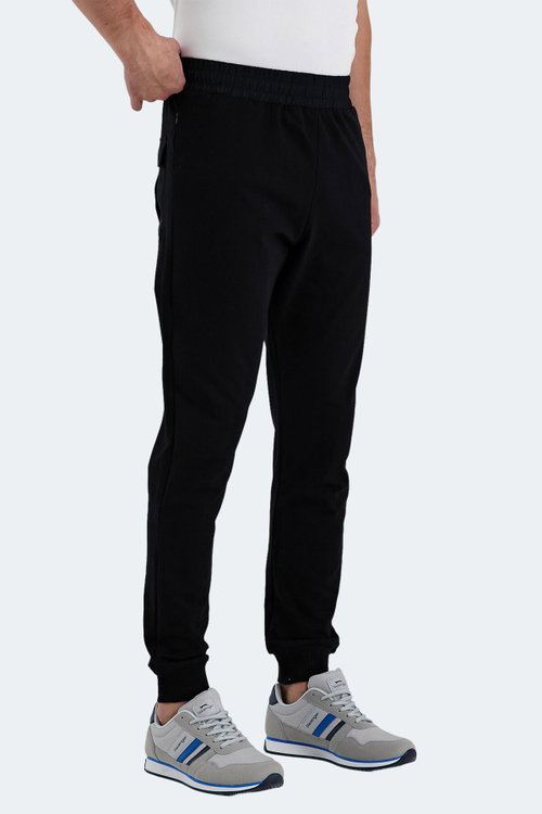 Slazenger RAJKO IN Erkek Fermuar Cepli Slim Fit Siyah Eşofman Altı