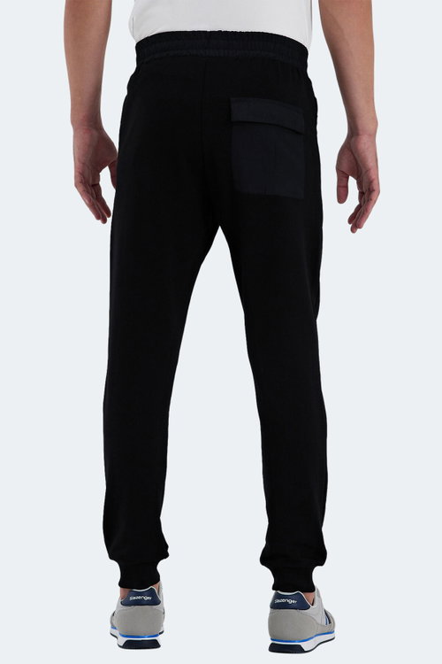 Slazenger RAJKO IN Erkek Fermuar Cepli Slim Fit Siyah Eşofman Altı