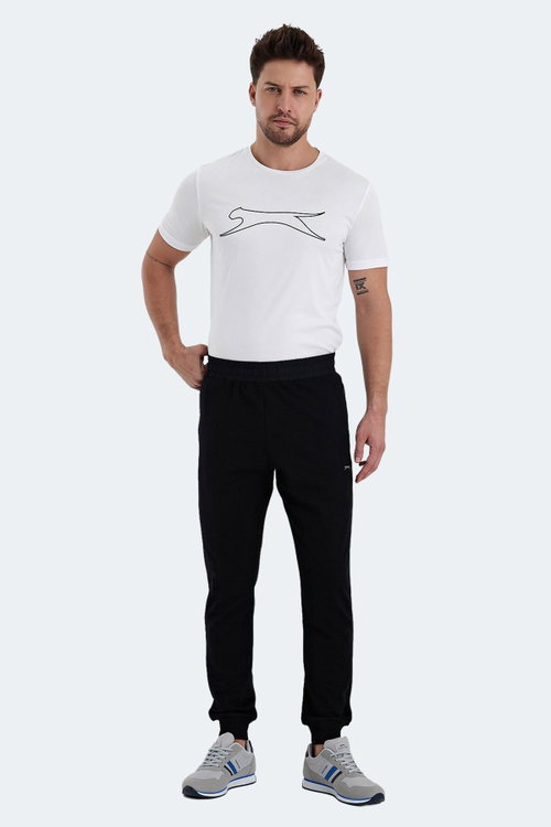 Slazenger RAJKO IN Erkek Fermuar Cepli Slim Fit Siyah Eşofman Altı