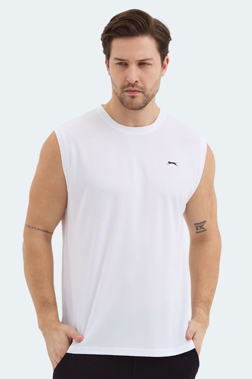 Slazenger RAJYA Erkek Kolsuz Beyaz Tişört
