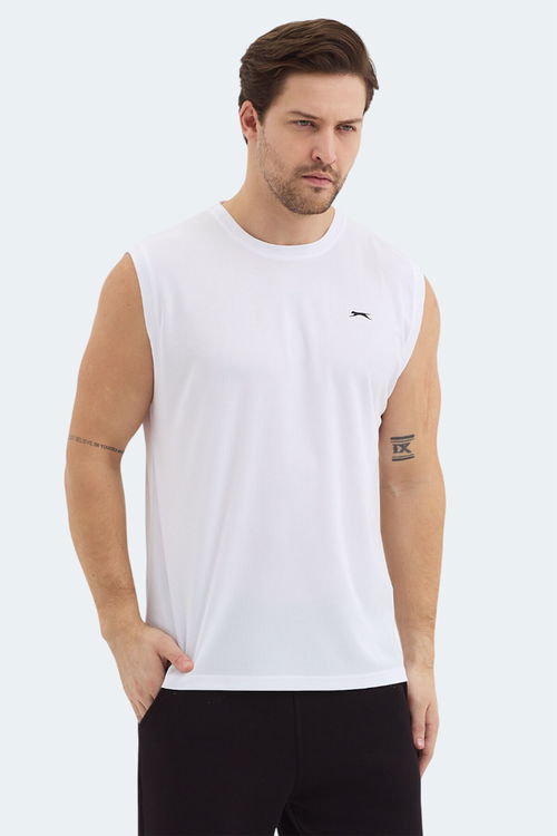 Slazenger RAJYA Erkek Kolsuz Beyaz Tişört