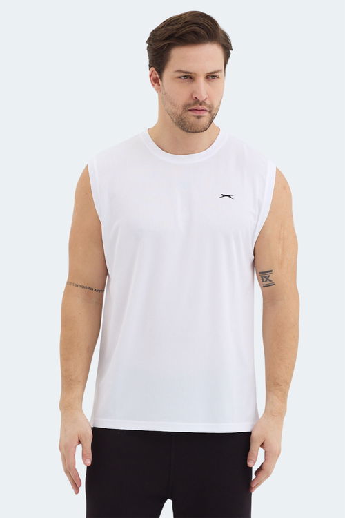 Slazenger RAJYA Erkek Kolsuz Beyaz Tişört