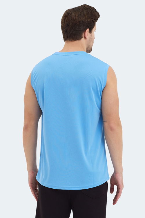 Slazenger RAJYA Erkek Kolsuz Mavi Tişört