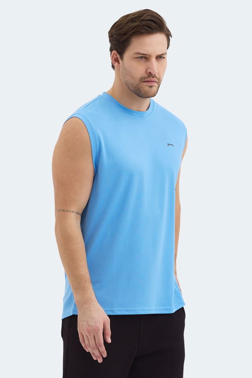 Slazenger RAJYA Erkek Kolsuz Mavi Tişört