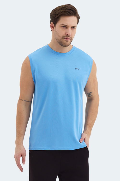Slazenger RAJYA Erkek Kolsuz Mavi Tişört