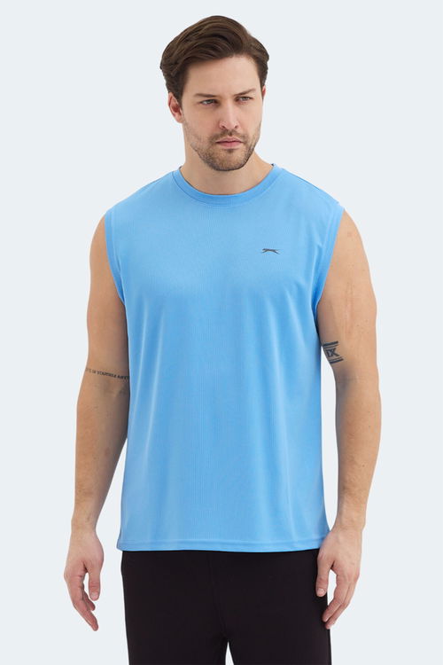 Slazenger RAJYA Erkek Kolsuz Mavi Tişört