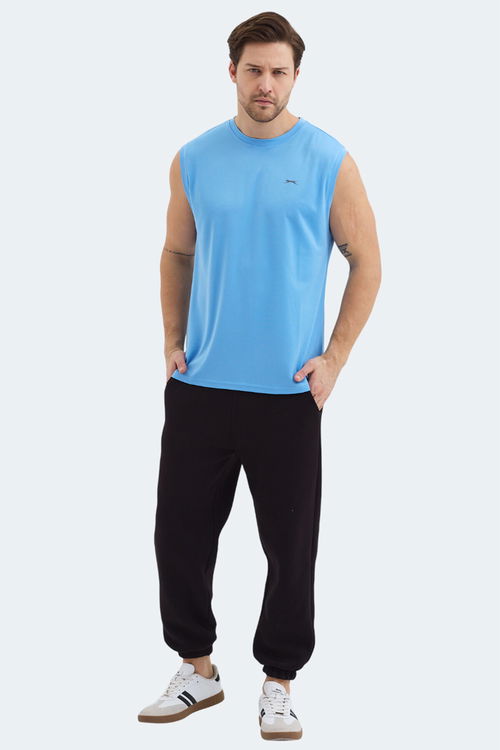 Slazenger RAJYA Erkek Kolsuz Mavi Tişört