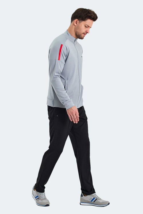 Slazenger RARELY Erkek Fermuarlı Dik Yaka Cepli Gri Eşofman Takımı