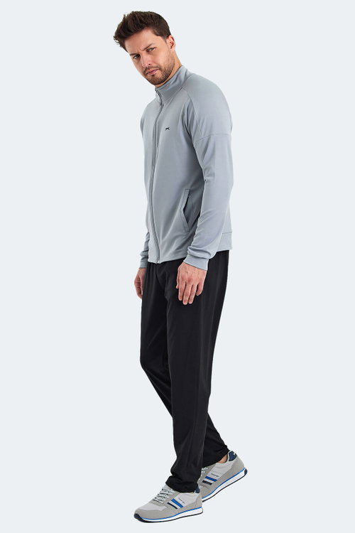 Slazenger RARELY Erkek Fermuarlı Dik Yaka Cepli Gri Eşofman Takımı