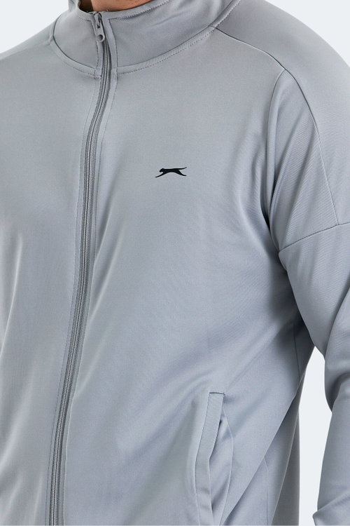 Slazenger RARELY Erkek Fermuarlı Dik Yaka Cepli Gri Eşofman Takımı