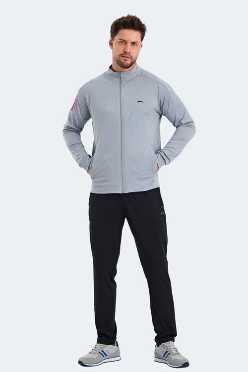 Slazenger RARELY Erkek Fermuarlı Dik Yaka Cepli Gri Eşofman Takımı
