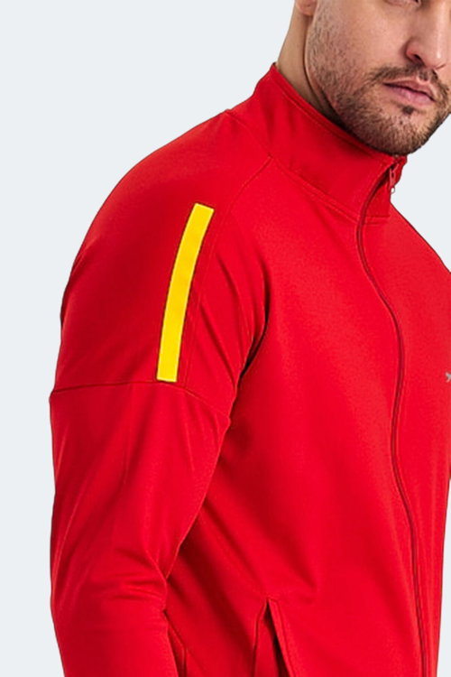 Slazenger RARELY Erkek Fermuarlı Dik Yaka Cepli Kırmızı Eşofman Takımı