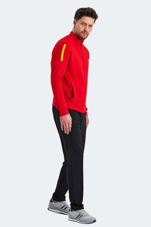 Slazenger RARELY Erkek Fermuarlı Dik Yaka Cepli Kırmızı Eşofman Takımı
