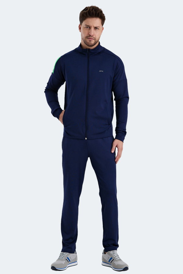 Slazenger RARELY Erkek Fermuarlı Dik Yaka Cepli Lacivert Eşofman Takımı