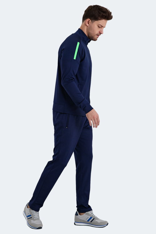 Slazenger RARELY Erkek Fermuarlı Dik Yaka Cepli Lacivert Eşofman Takımı