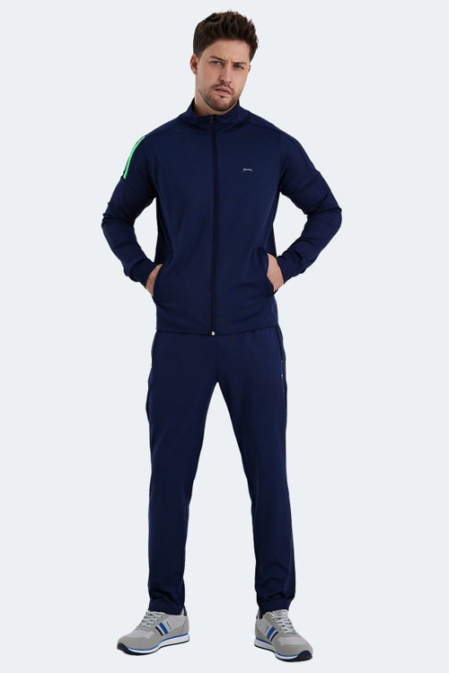 Slazenger RARELY Erkek Fermuarlı Dik Yaka Cepli Lacivert Eşofman Takımı