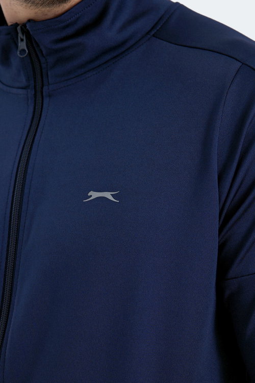 Slazenger RARELY Erkek Fermuarlı Dik Yaka Cepli Lacivert Eşofman Takımı