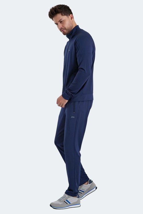 Slazenger RARELY Erkek Fermuarlı Dik Yaka Cepli Lacivert Eşofman Takımı