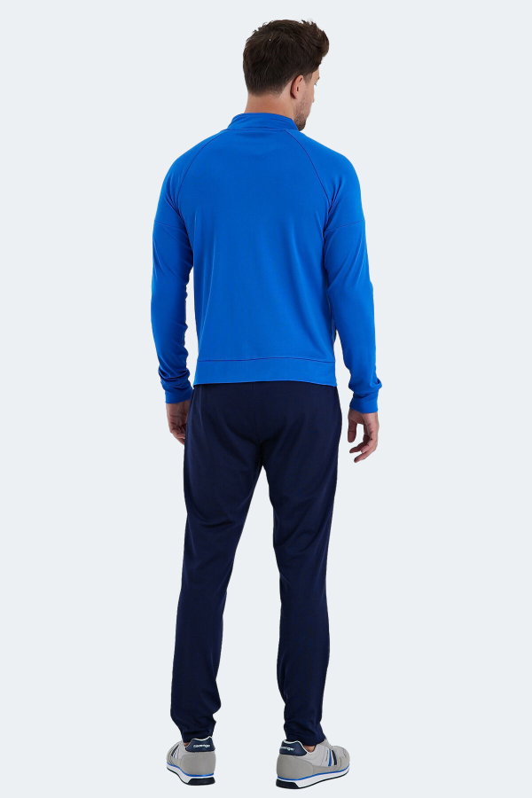 Slazenger RARELY Erkek Fermuarlı Dik Yaka Cepli Saks Mavi Eşofman Takımı