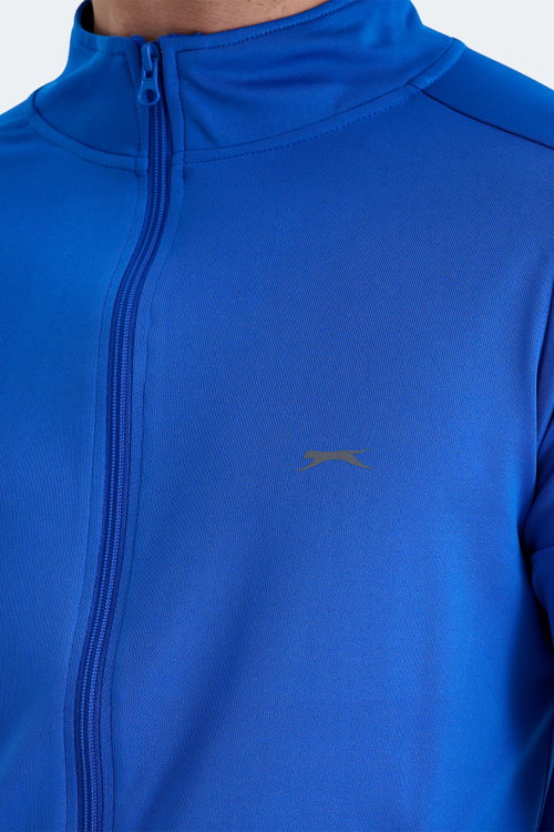 Slazenger RARELY Erkek Fermuarlı Dik Yaka Cepli Saks Mavi Eşofman Takımı