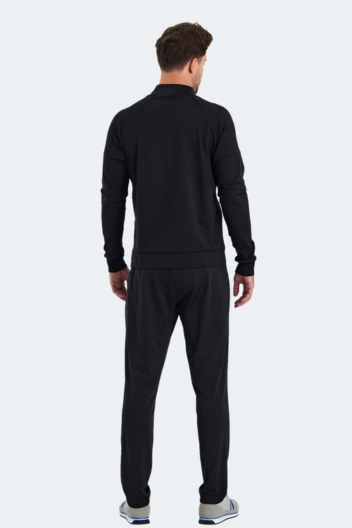 Slazenger RARELY Erkek Fermuarlı Dik Yaka Cepli Siyah Eşofman Takımı
