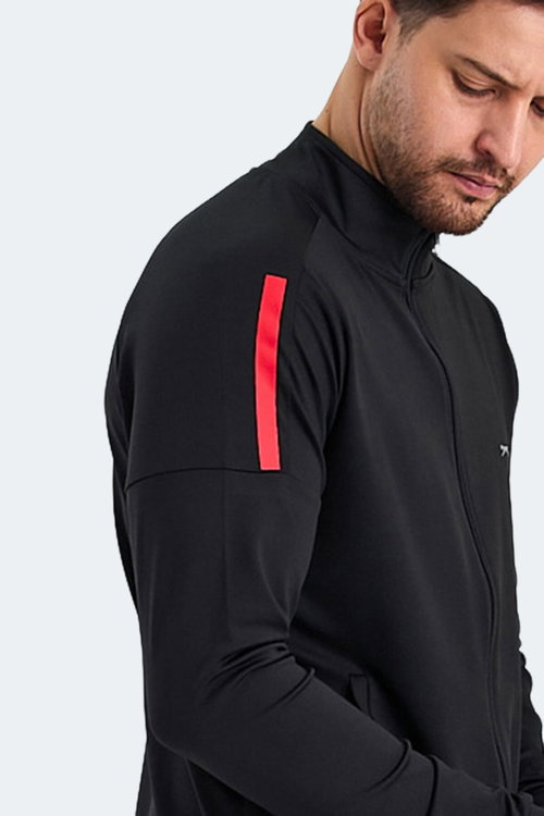 Slazenger RARELY Erkek Fermuarlı Dik Yaka Cepli Siyah Eşofman Takımı