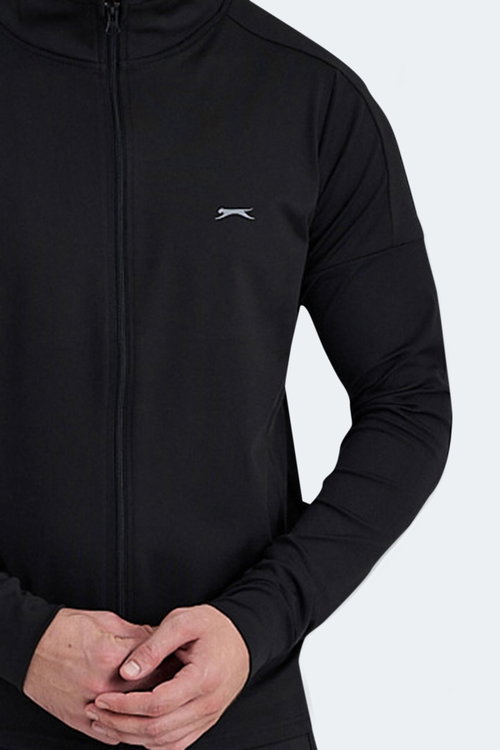 Slazenger RARELY Erkek Fermuarlı Dik Yaka Cepli Siyah Eşofman Takımı
