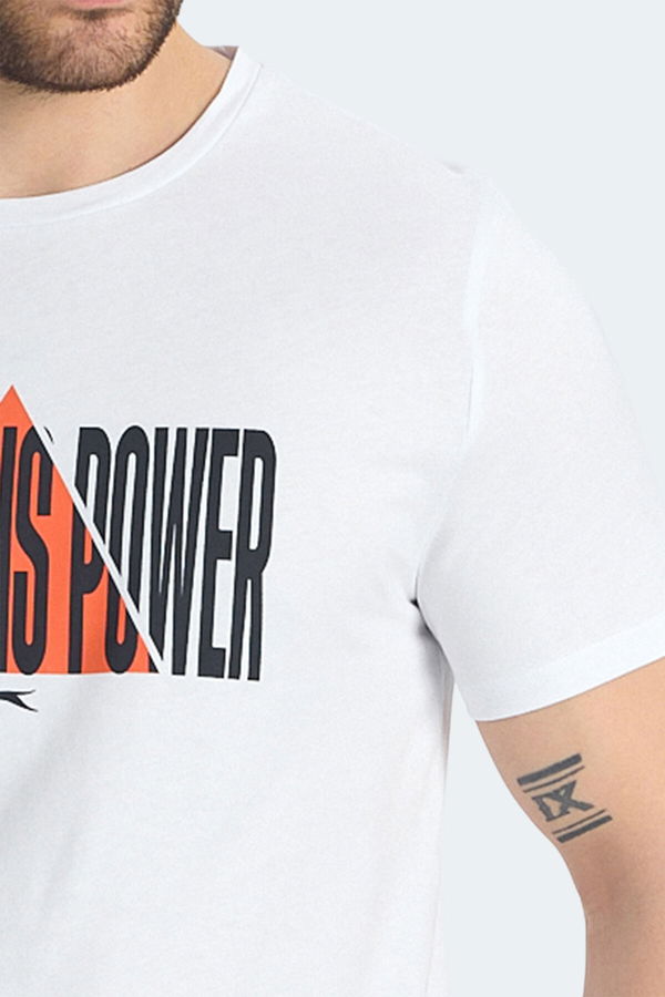 Slazenger RAVID IN Erkek Baskılı Beyaz Tişört