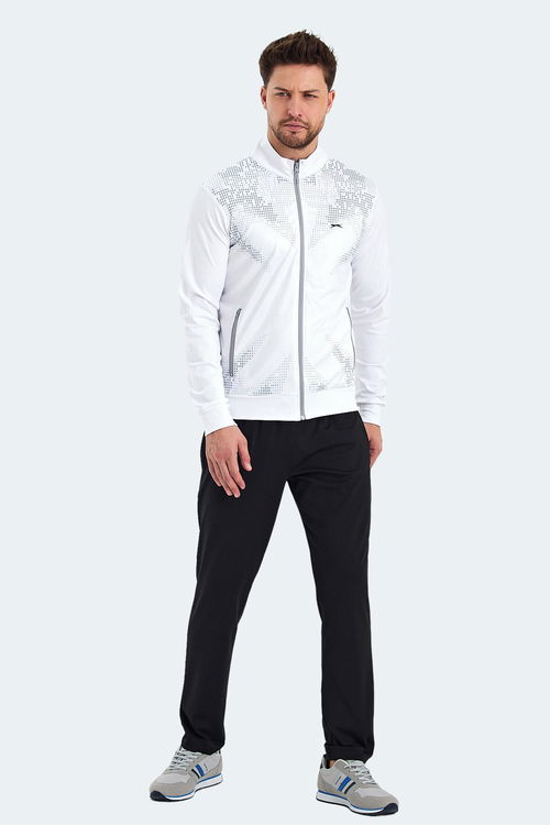 Slazenger RECOGNIZE Erkek Fermuarlı Dik Yaka Cepli Beyaz Eşofman Takımı
