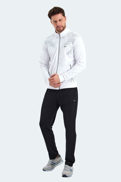 Slazenger RECOGNIZE Erkek Fermuarlı Dik Yaka Cepli Beyaz Eşofman Takımı