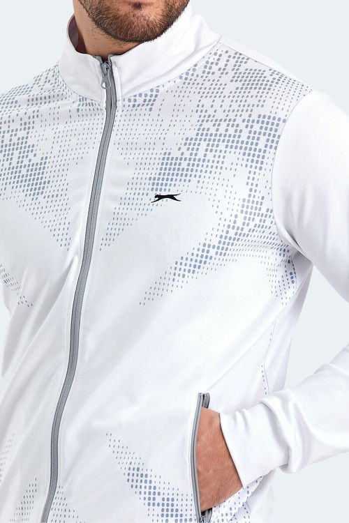 Slazenger RECOGNIZE Erkek Fermuarlı Dik Yaka Cepli Beyaz Eşofman Takımı